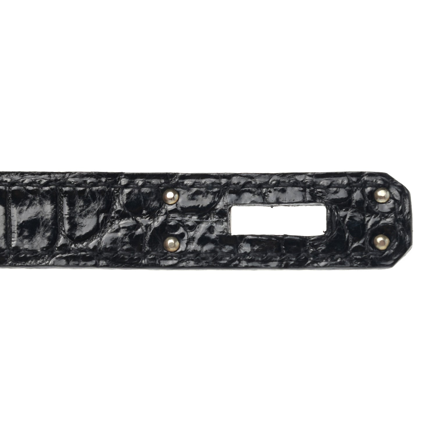 Hermes Shiny Porosus Crocodile Kelly Cut Pochette Black 7 of 9