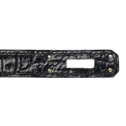 Hermes Shiny Porosus Crocodile Kelly Cut Pochette Black 7 of 9