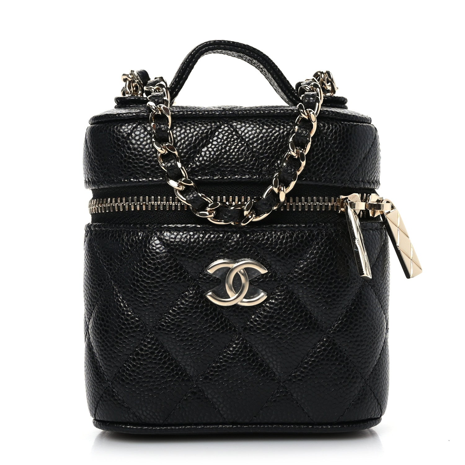 Chanel Caviar Quilted Small Handle With Care Vanity Case With Chain Black 1 of 9