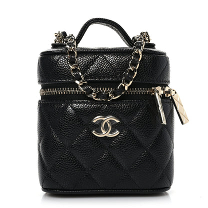 Chanel Caviar Quilted Small Handle With Care Vanity Case With Chain Black 1 of 9