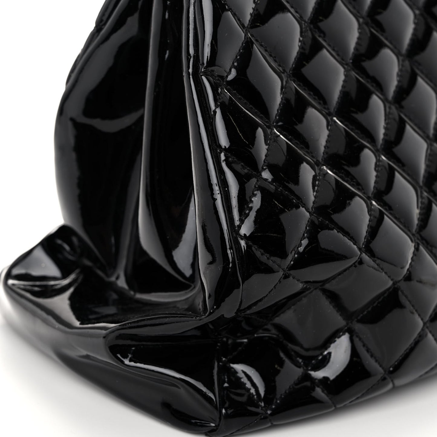 Patent Quilted Large Just Mademoiselle Bowling Bag Black
