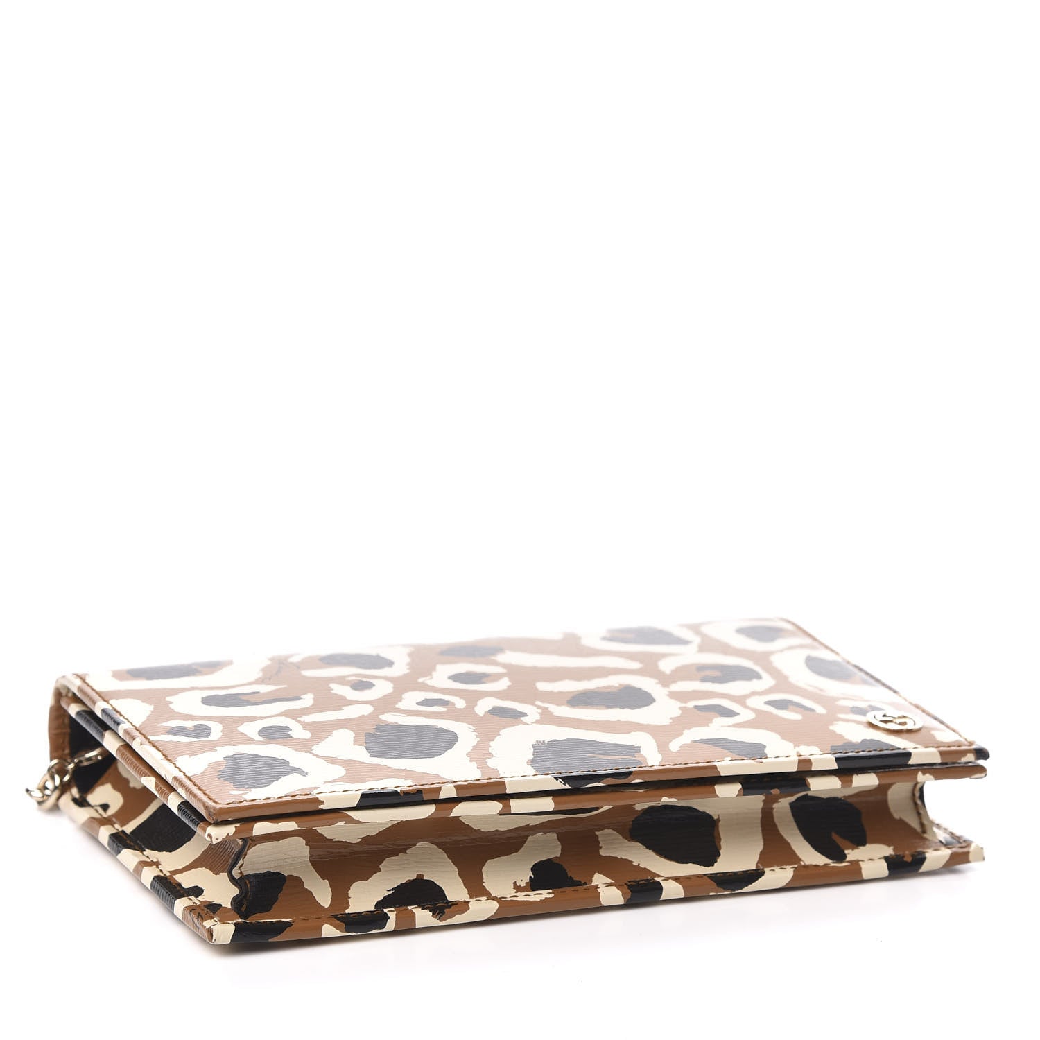 Gucci Patent Leopard Print Betty Chain Wallet Tobacco Black 3 of 9