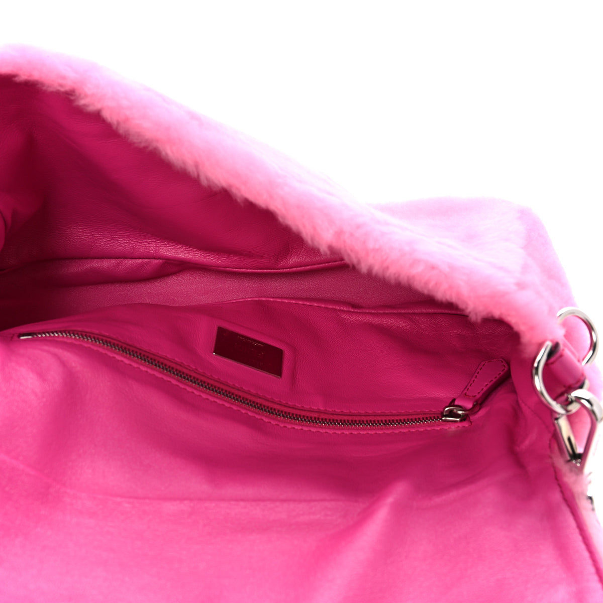 Shearling Shiny Nappa Baguette Rosa Fluo