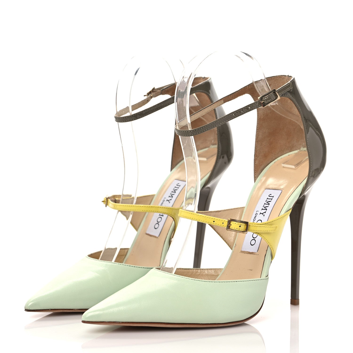 Jimmy Choo Kid Patent Typhoon Ankle Strap Pumps 38 Lime 3 of 13