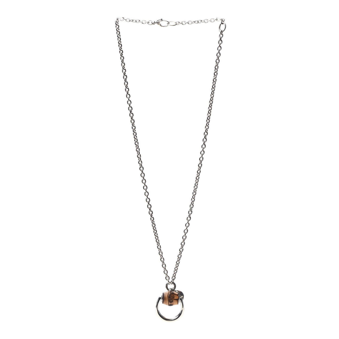 Sterling Silver Bamboo Horsebit Pendant Necklace
