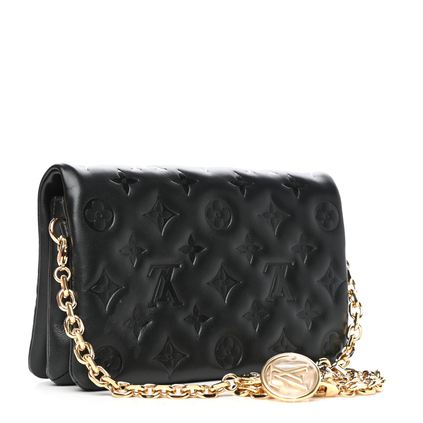 Lambskin Embossed Monogram Pochette Coussin Black