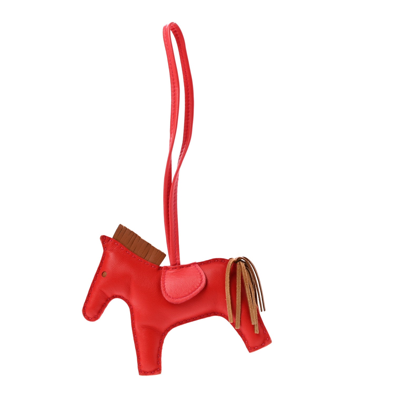 Hermes Milo Lambskin Grigri Rodeo Horse Bag Charm PM Rouge Indien Gold Bougainvillea 1 of 4