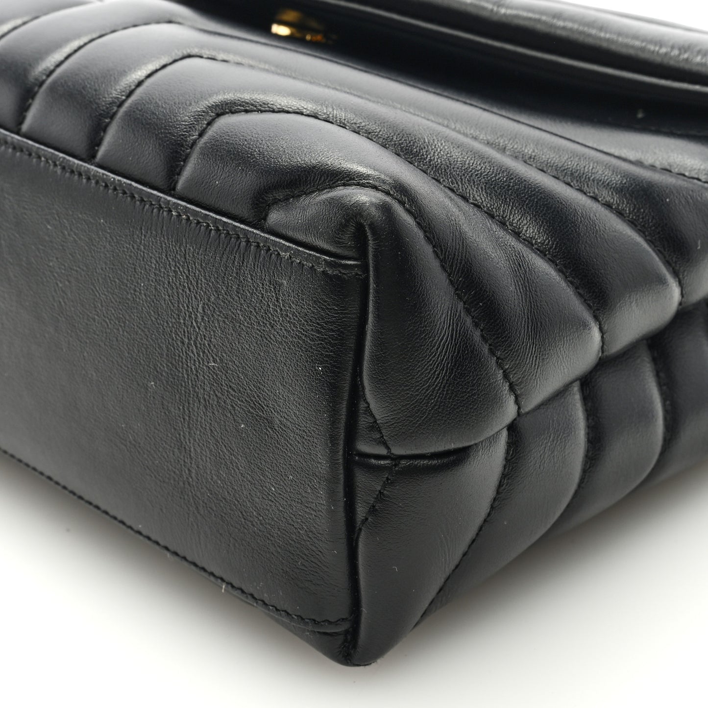 Calfskin Y Quilted Monogram Small Loulou Chain Satchel Black