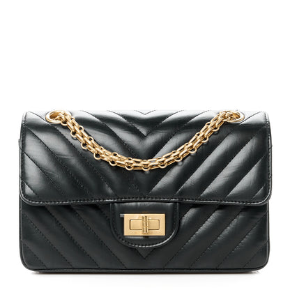 Chanel Aged Calfskin Chevron Quilted 2.55 Reissue Mini Flap Black 8 of 11