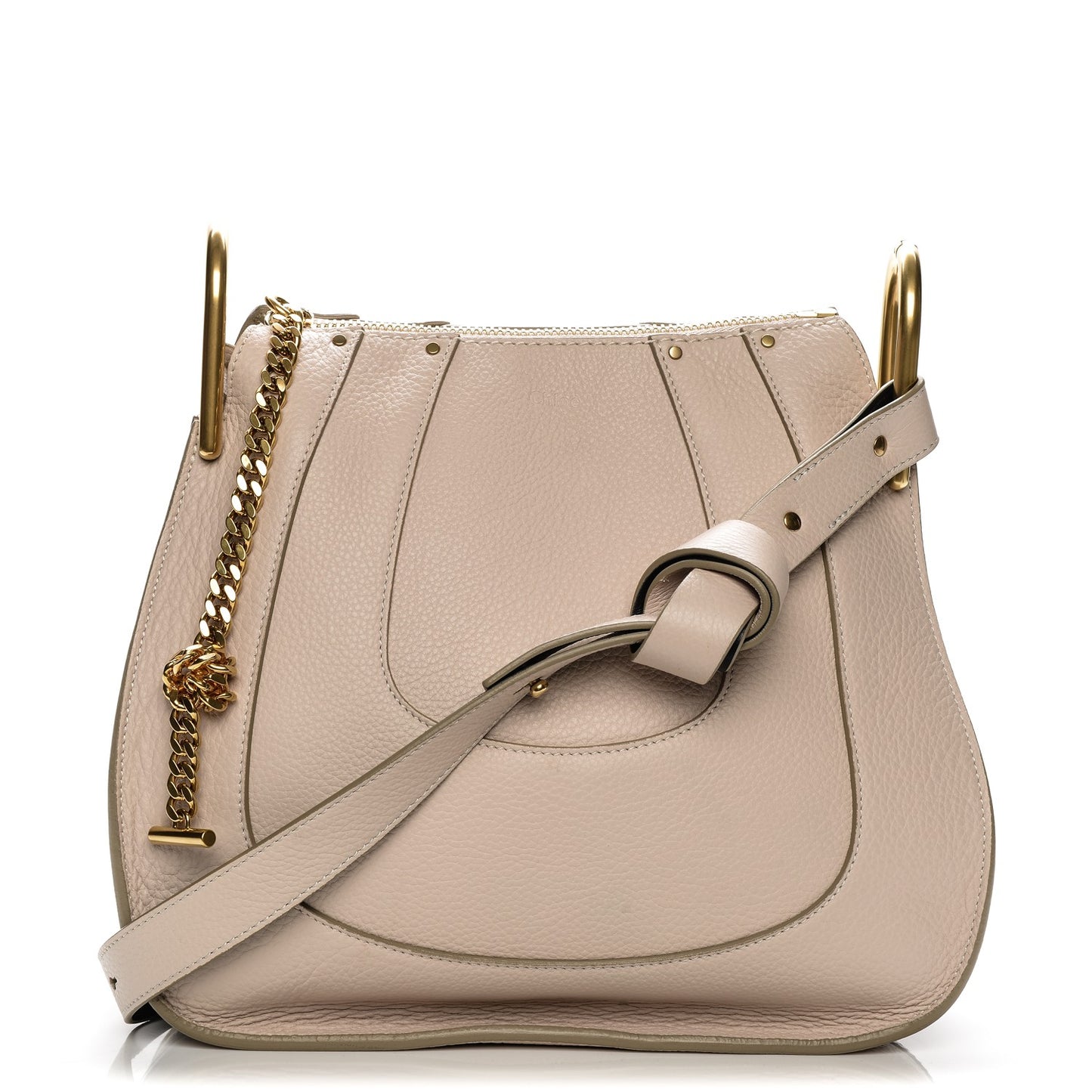Grained Calfskin Small Hayley Hobo Abstract White