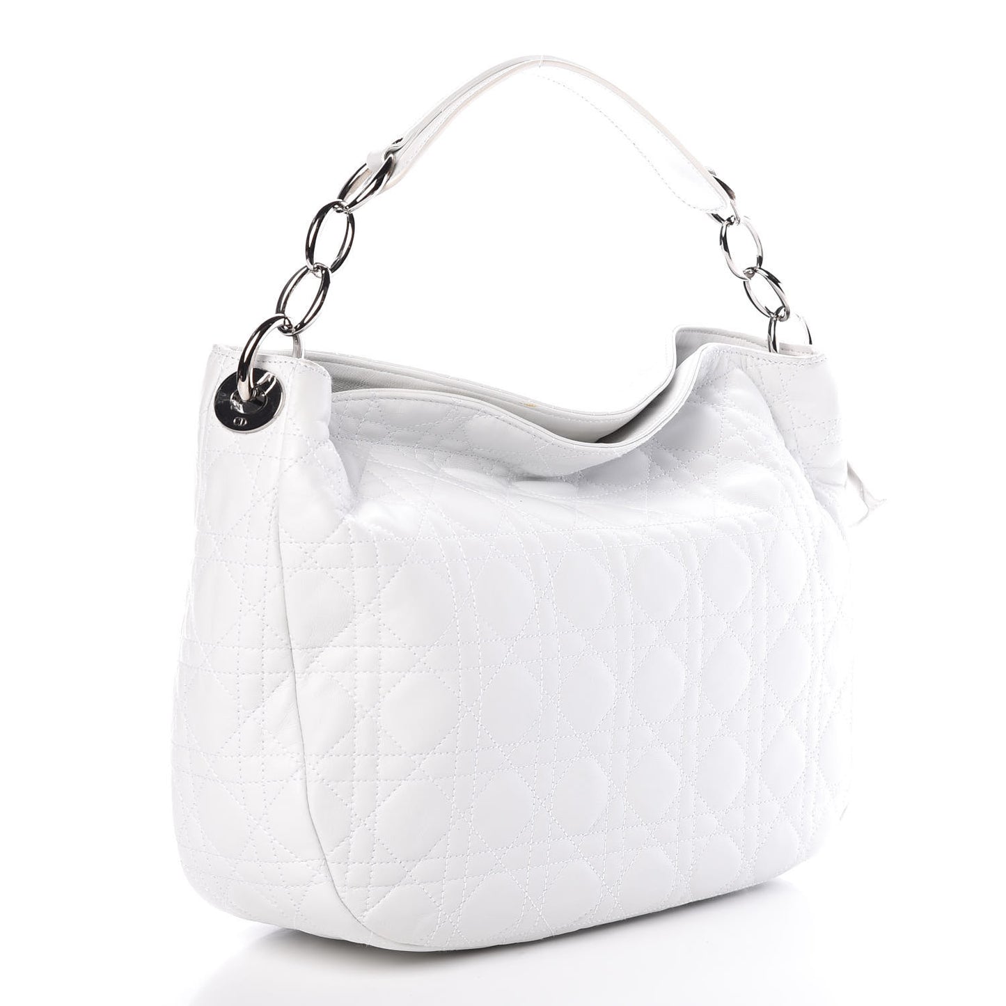 Lambskin Cannage Medium Dior Soft Hobo White