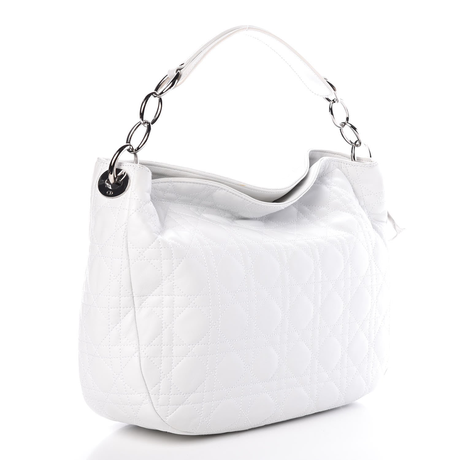 Christian Dior Lambskin Cannage Medium Dior Soft Hobo White 3 of 9