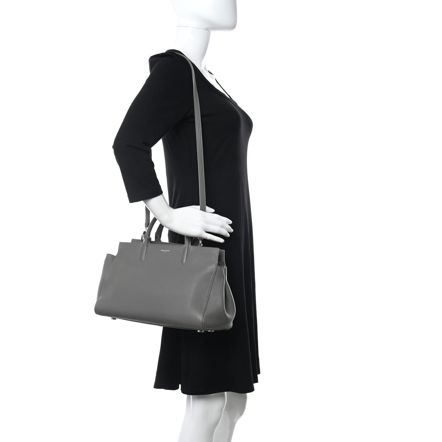 Grained Calfskin Small Cabas Rive Gauche Fog
