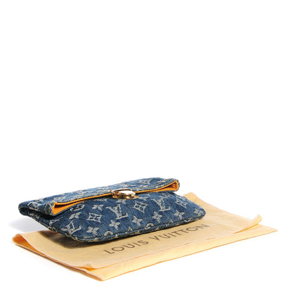 Louis Vuitton Monogram Denim Pochette Plat Clutch Blue 4 of 7