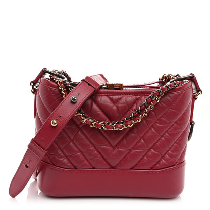 Chanel Aged Calfskin Chevron Quilted Small Gabrielle Hobo Dark Pink 1 of 11