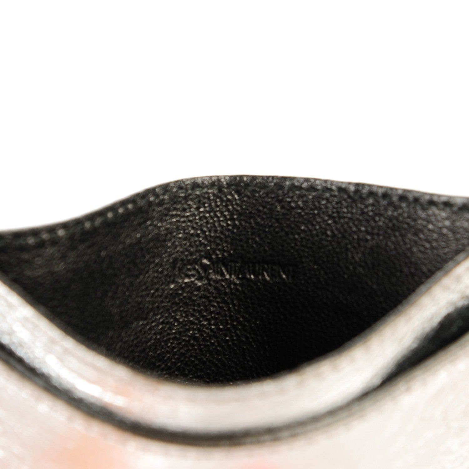 Saint Laurent Metallic Leather Belle De Jour Card Case Silver 6 of 7