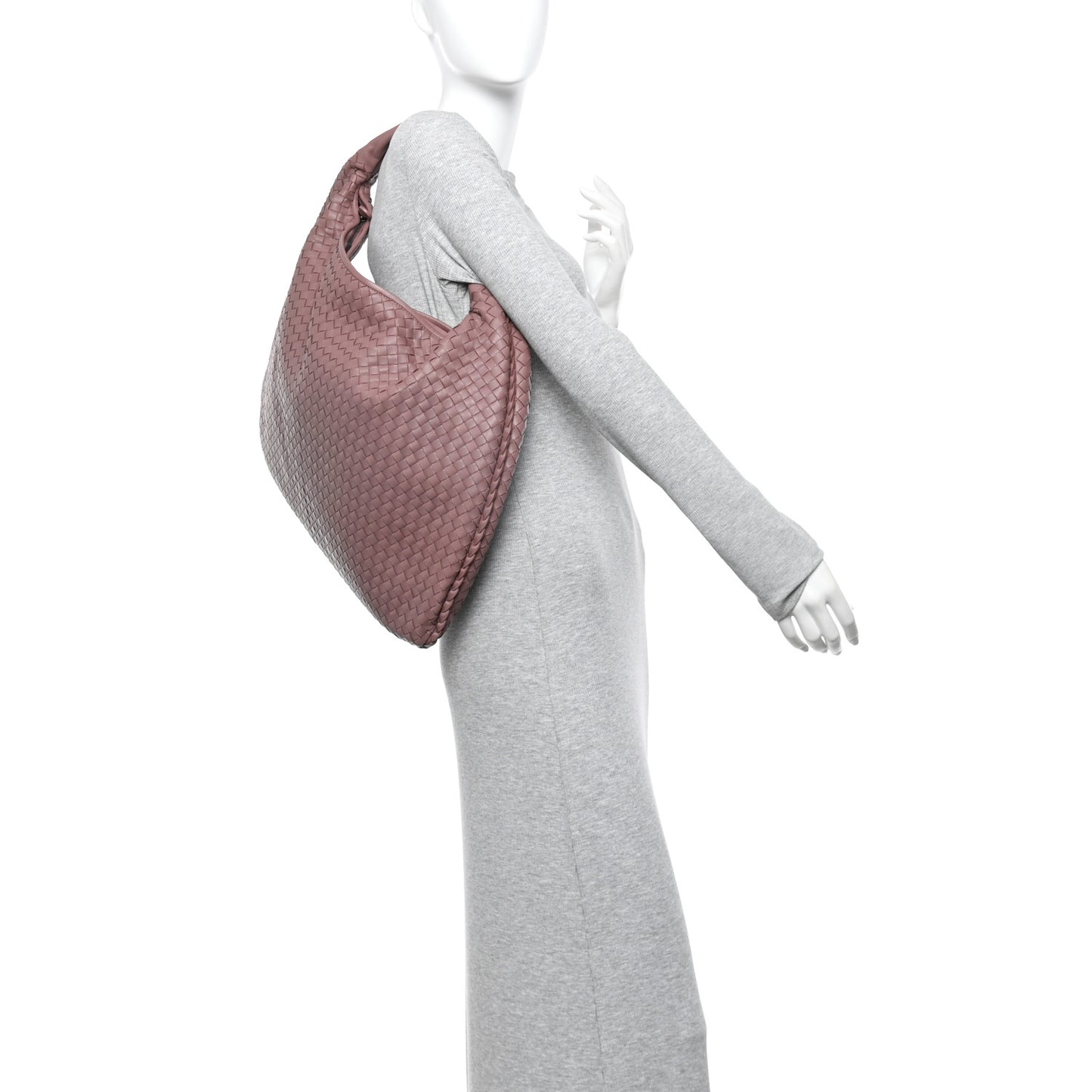 Nappa Intrecciato Large Veneta Hobo Mallow
