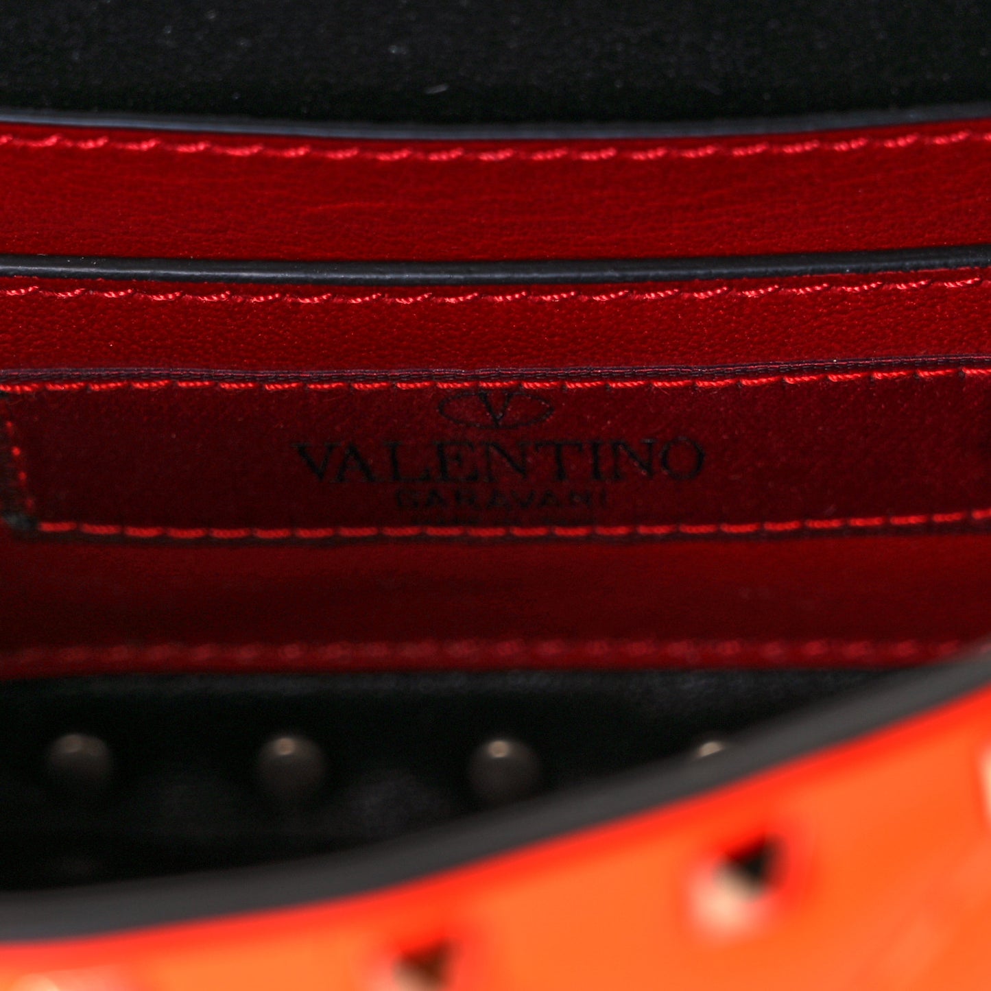 Calfskin Micro Rockstud Spike Shoulder Bag Orange