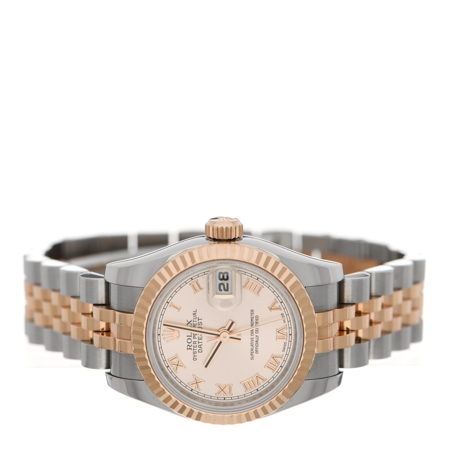 Stainless Steel 18K Everose Gold 26mm Oyster Perpetual Datejust Watch Pink Roman 179171