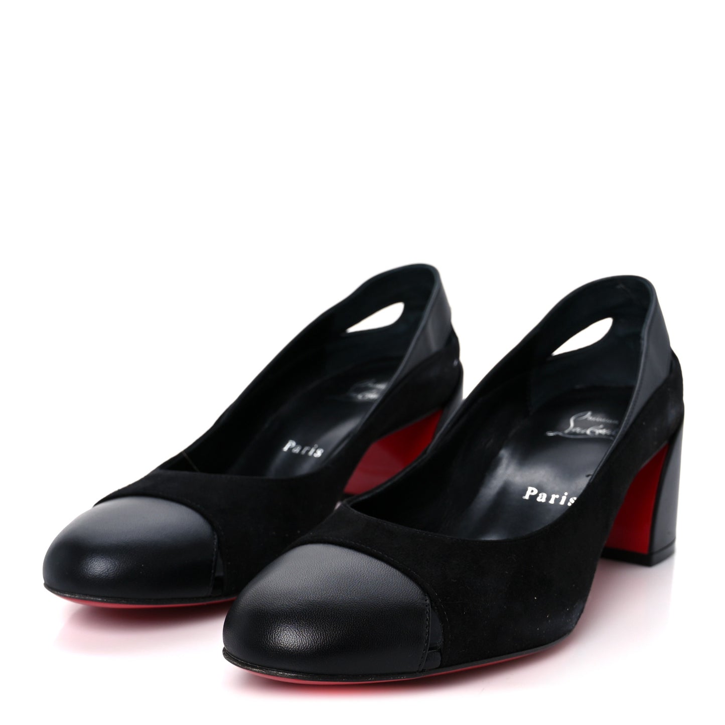 Suede Calfskin Miss Duvette 55mm Cap Toe Pumps 37.5 Black