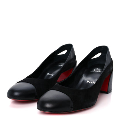 Christian Louboutin Suede Calfskin Miss Duvette 55mm Cap Toe Pumps 37.5 Black 4 of 9