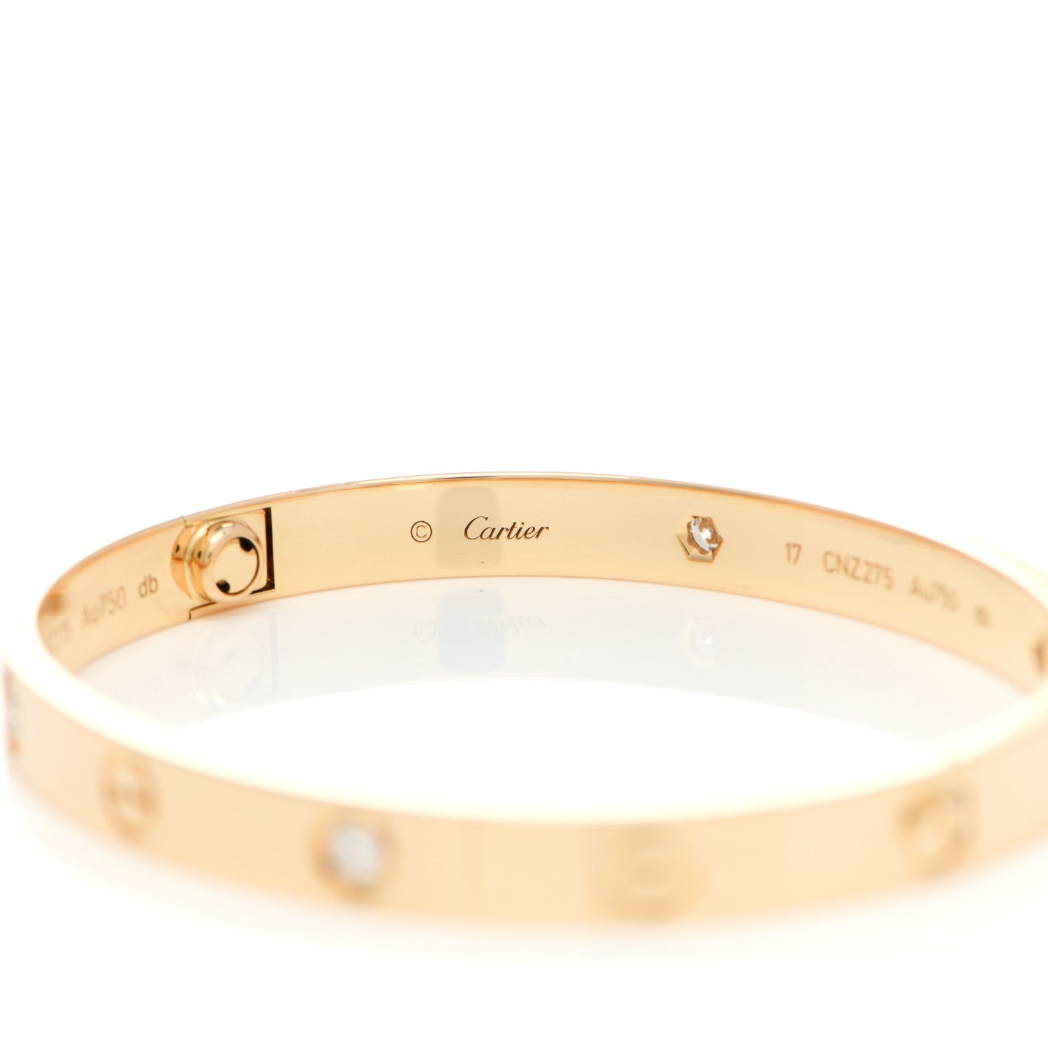 Cartier 18K Yellow Gold 4 Diamond LOVE Bracelet 17 3 of 6