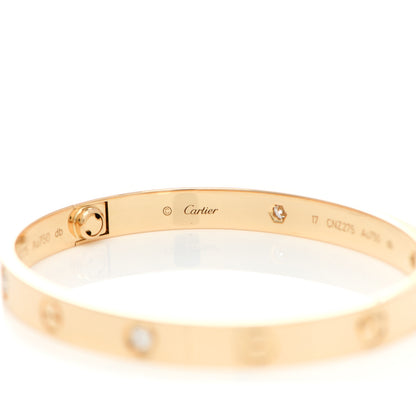 Cartier 18K Yellow Gold 4 Diamond LOVE Bracelet 17 3 of 6