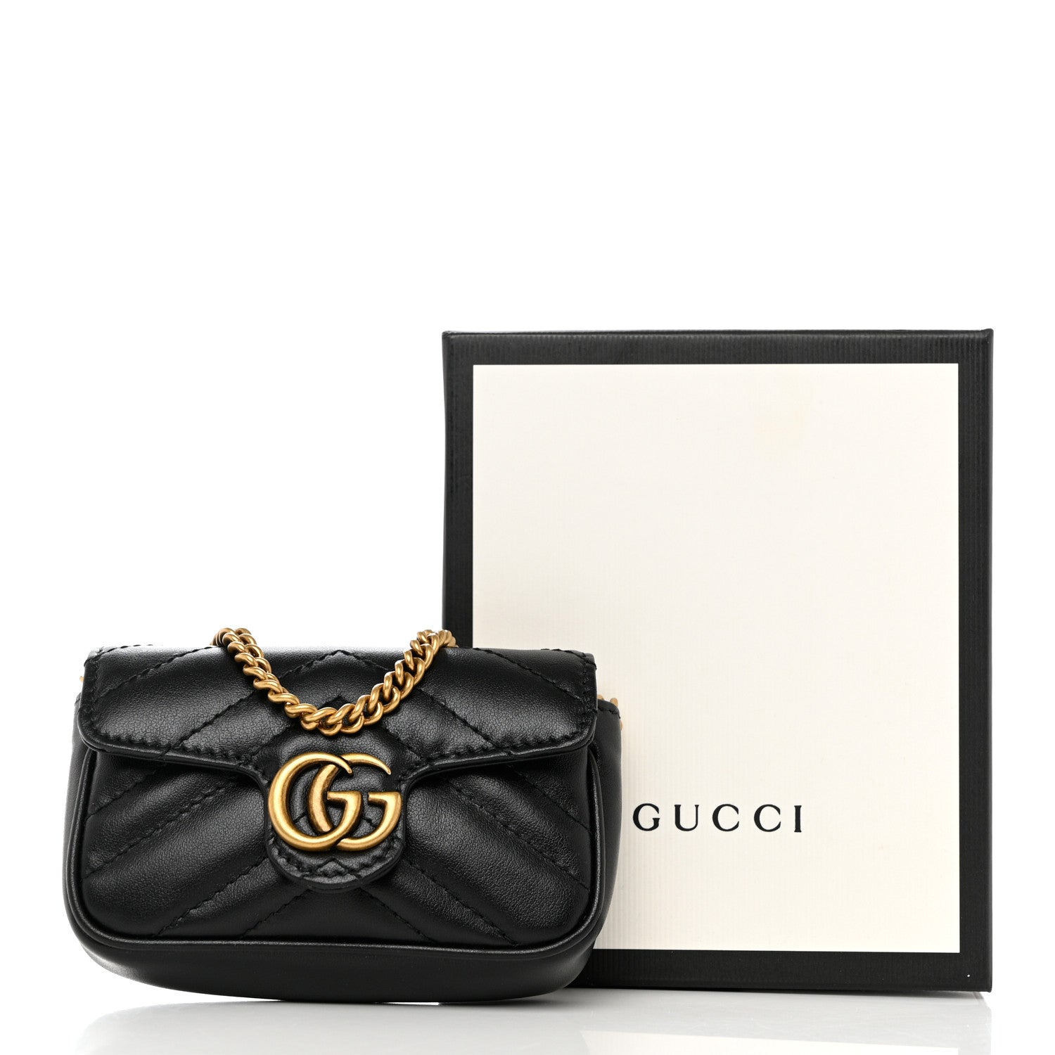Gucci Calfskin Matelasse GG Marmont 2.0 Coin Purse On A Chain Black 7 of 7