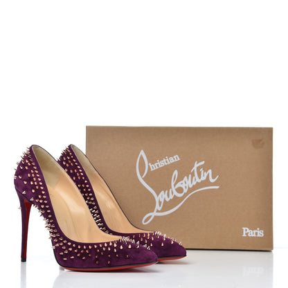 Christian Louboutin Veau Velours Studded Escarpic 100 Pumps 37.5 Merlot Copper 11 of 11