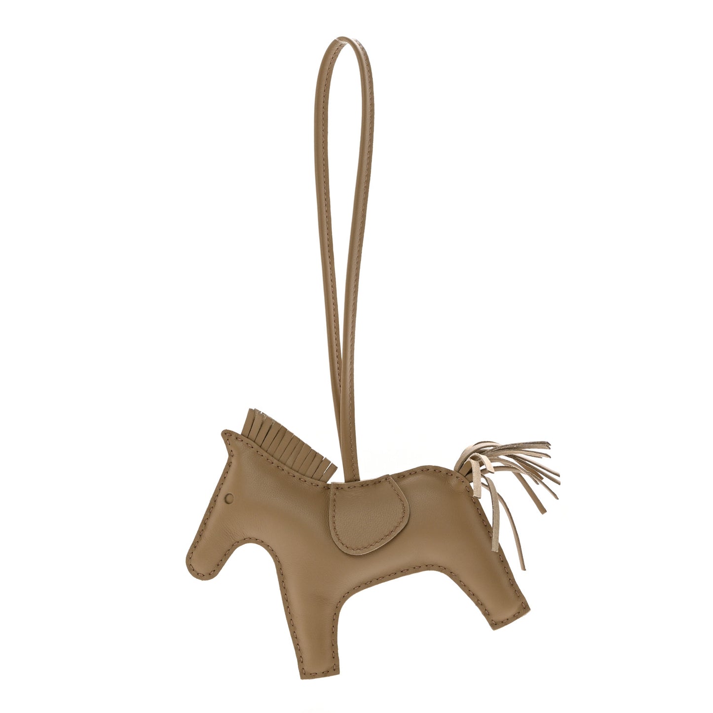 Milo Lambskin Grigri Rodeo Horse Bag Charm MM Beige Marfa