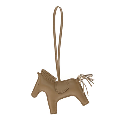 Hermes Milo Lambskin Grigri Rodeo Horse Bag Charm MM Beige Marfa 1 of 5