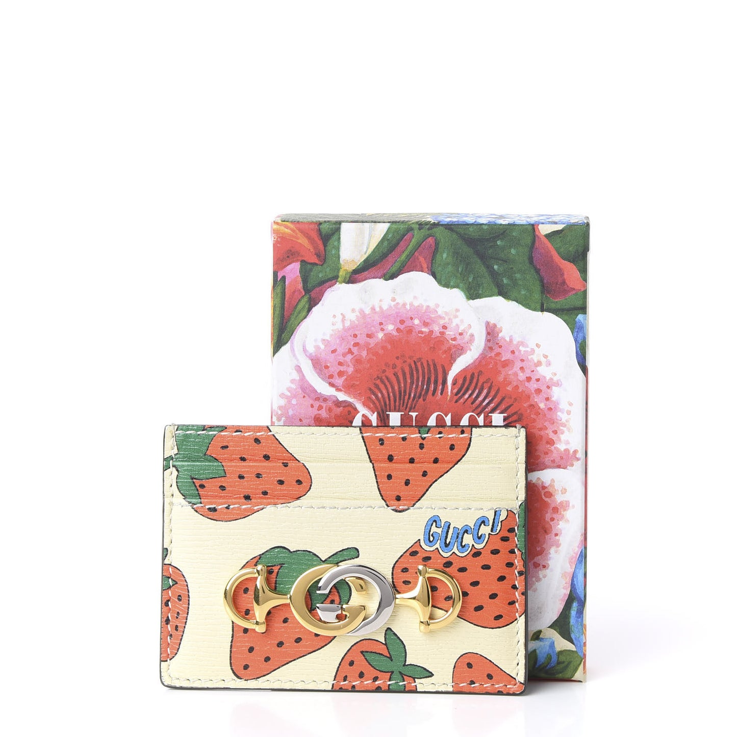 Calfskin Strawberry Print Zumi Case Case Ivory Red