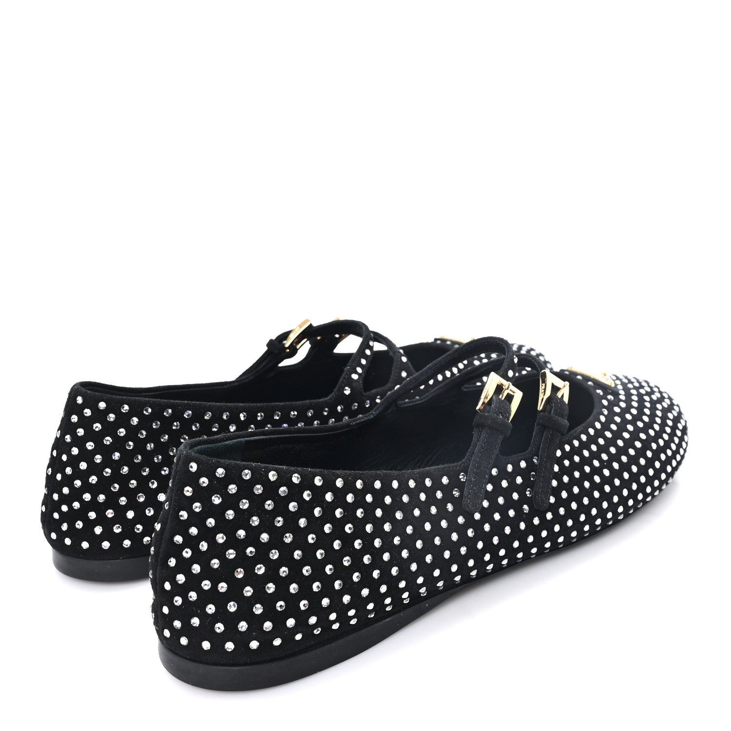 Prada Suede Crystal Ballerina Flats 40 Black 5 of 10