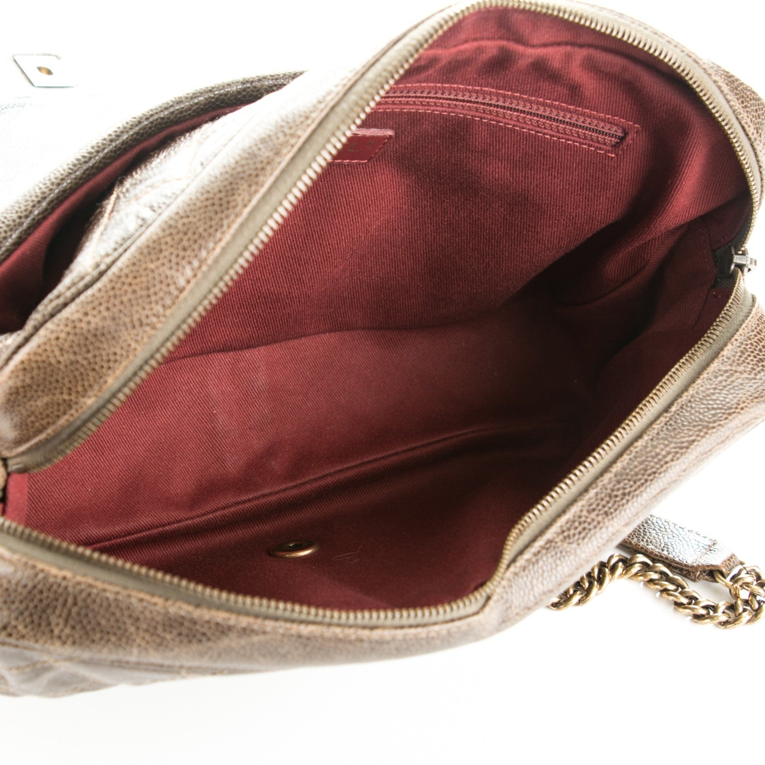 Chanel Crumpled Caviar Quilted Large Shiva Flap Brown 5 of 8