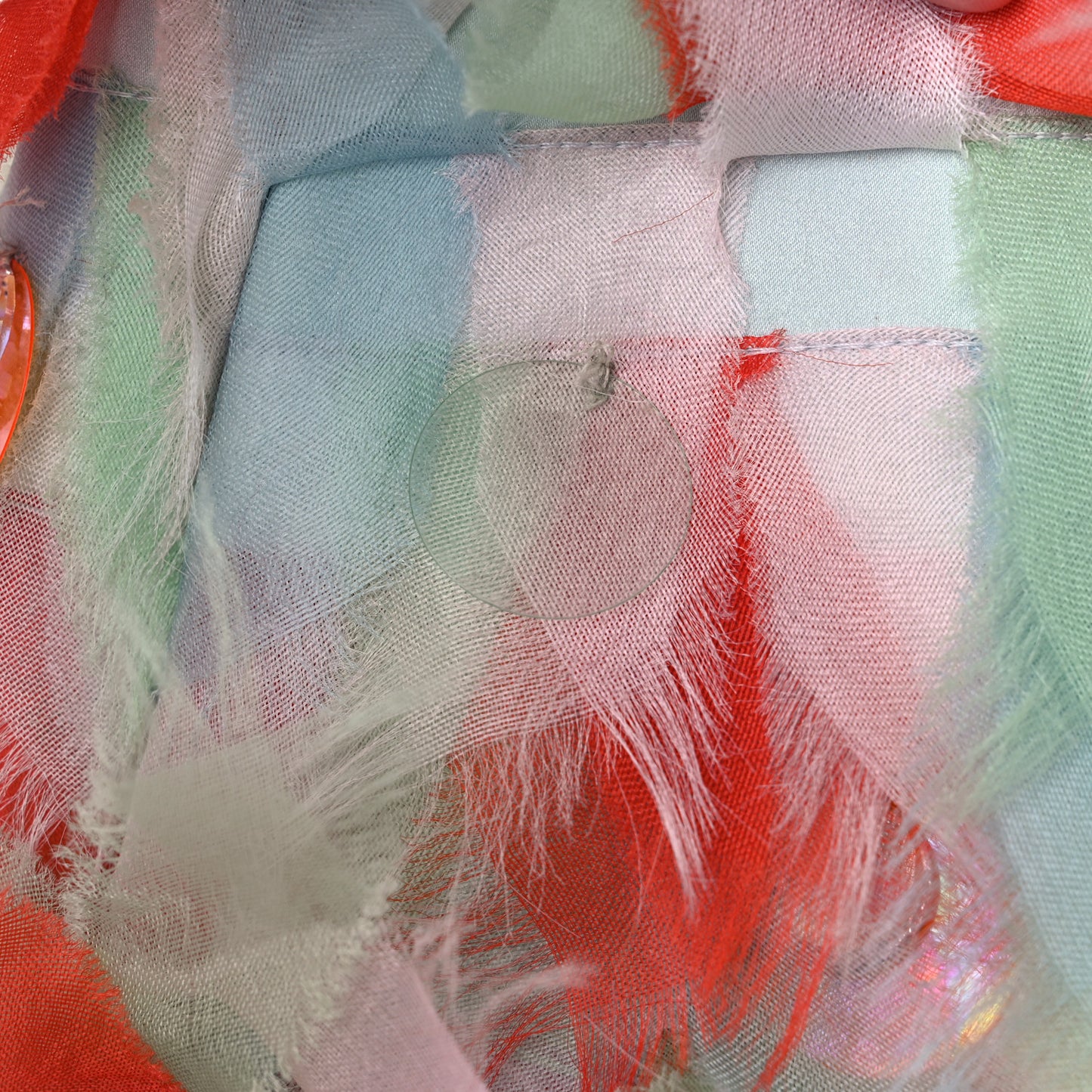 Nappa Organza Feather Mini Peekaboo Iconic Satchel Blue Multicolor