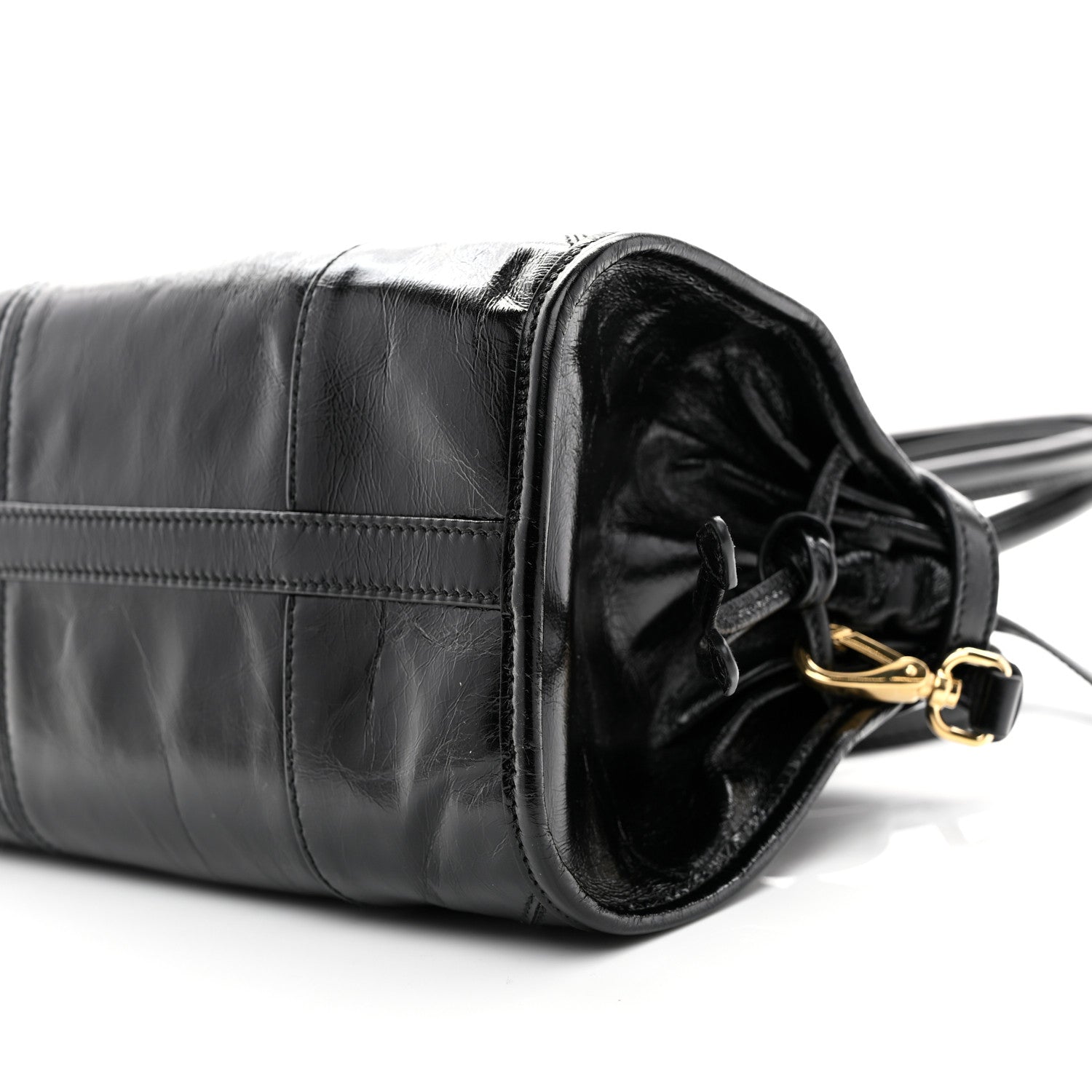 Prada Glossy Calfskin Triangle Medium Bonnie Shoulder Bag Black 9 of 9