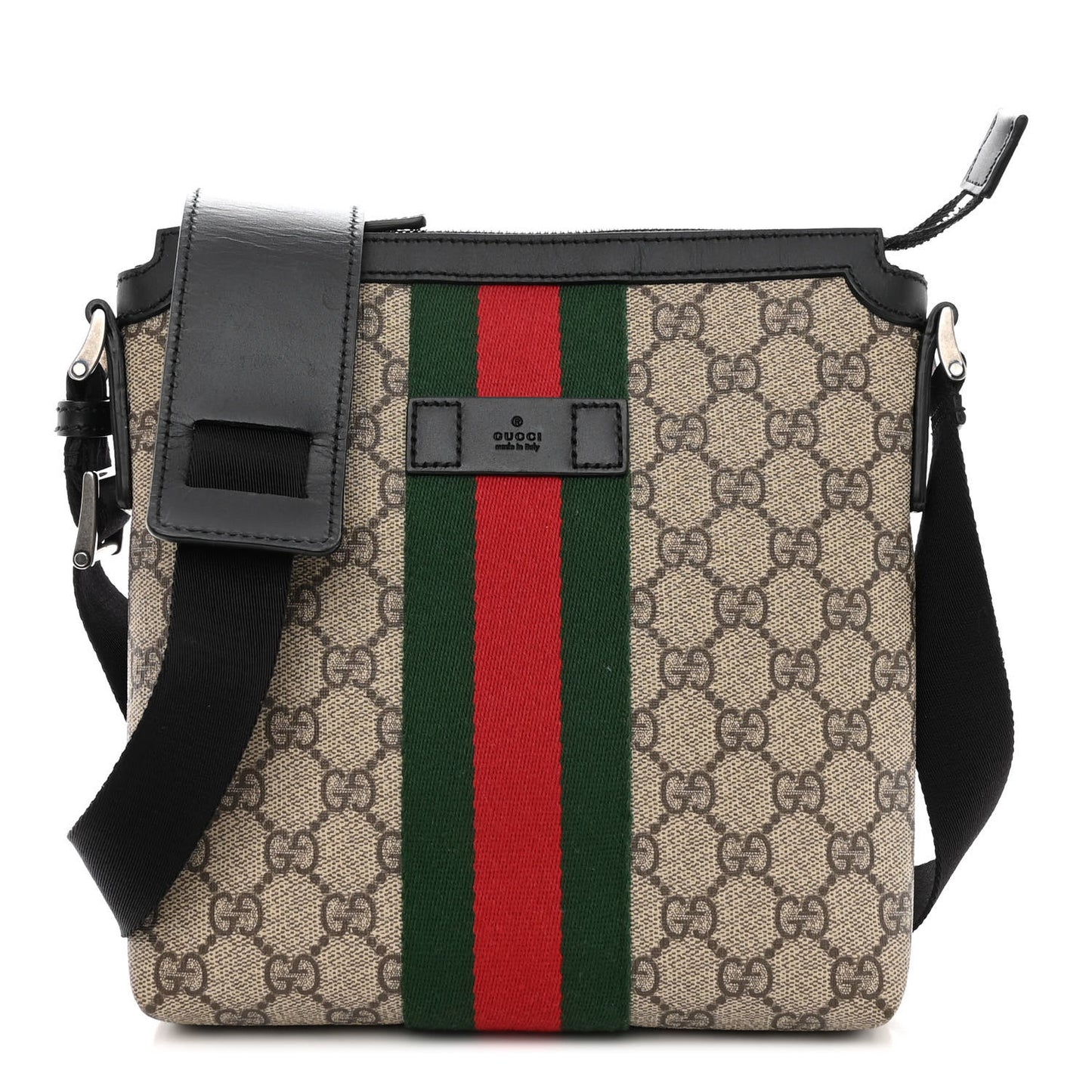 GG Supreme Monogram Web Messenger Bag Black