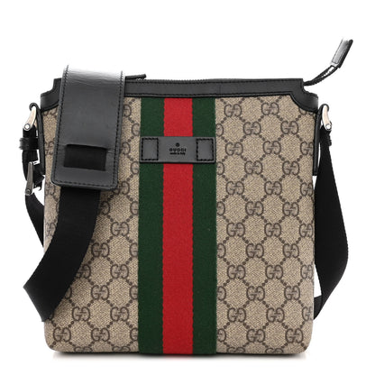 Gucci GG Supreme Monogram Web Messenger Bag Black 1 of 9
