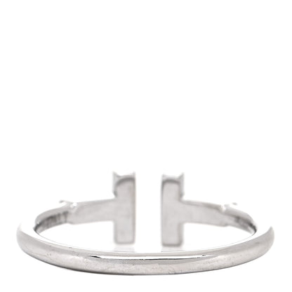 Tiffany 18K White Gold Diamond T Wire Ring 54 6.75 3 of 5