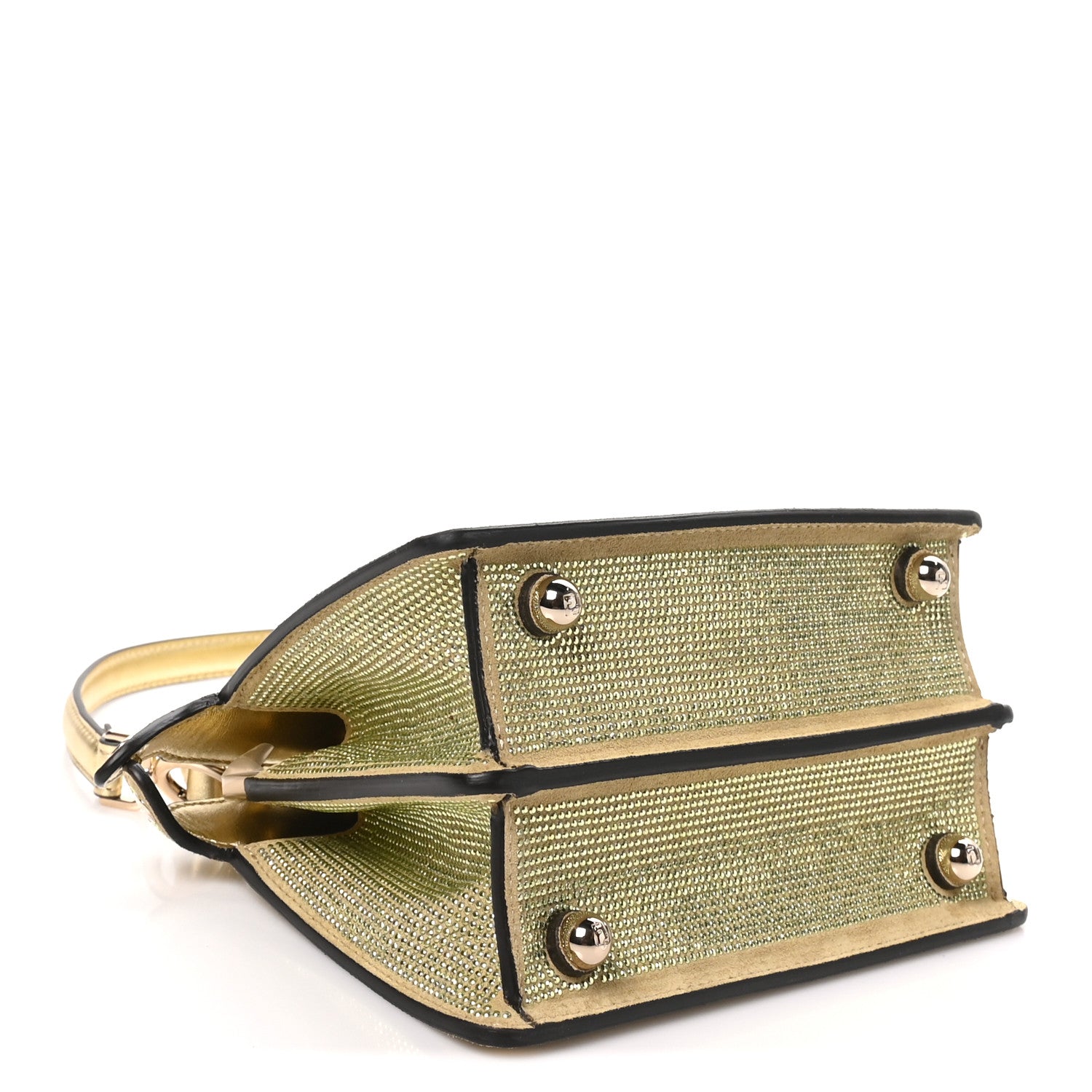 Fendi Crystal Vitello Laminato FF Petite Peekaboo I SEE U Satchel Crystal Platinum Light Gold 4 of 9