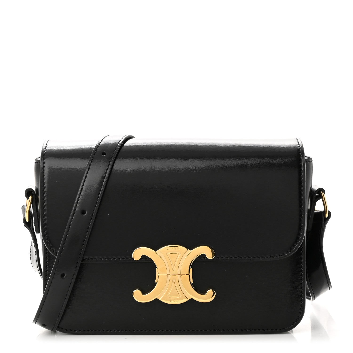 Celine Shiny Calfskin Small Triomphe Black 1 of 9