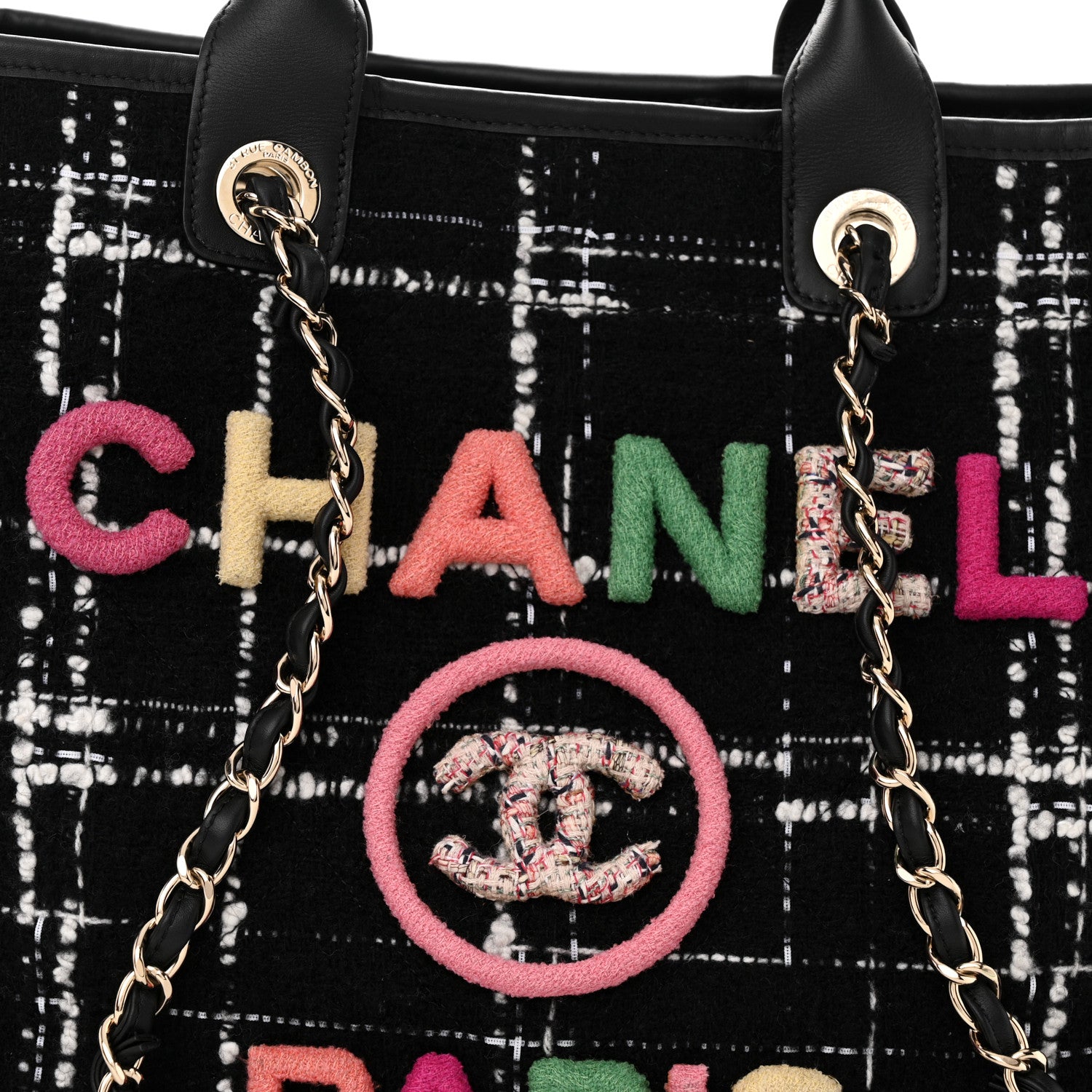 Chanel Tweed Medium Deauville Tote Black White Multicolor 9 of 12