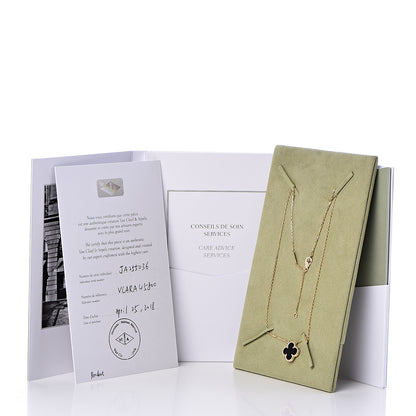 Van Cleef & Arpels 18K Yellow Gold Black Onyx Vintage Alhambra Pendant Necklace 8 of 8