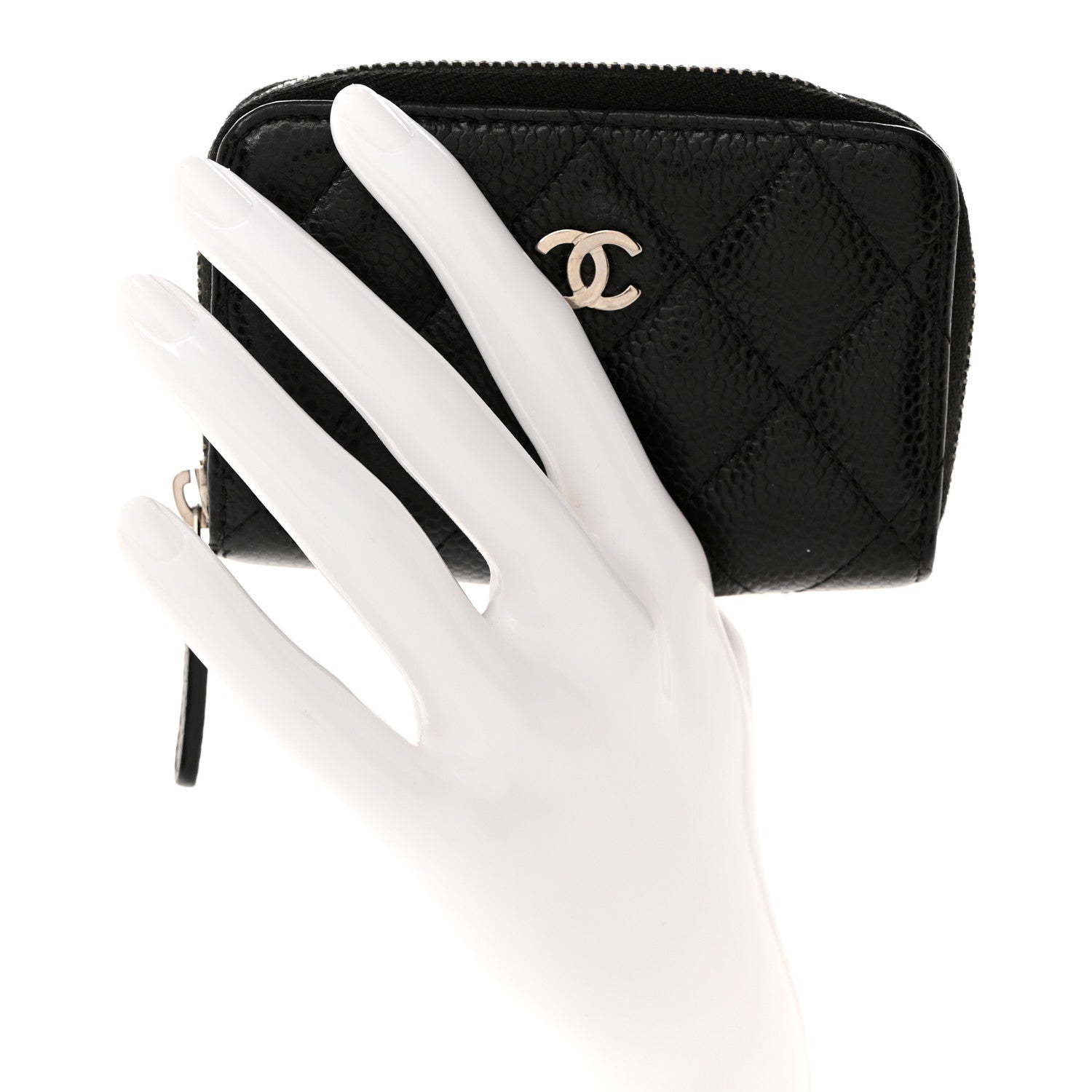 Chanel Caviar Quilted Zip Coin Purse Black 2 of 8