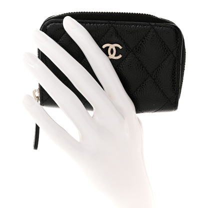 Chanel Caviar Quilted Zip Coin Purse Black 2 of 8