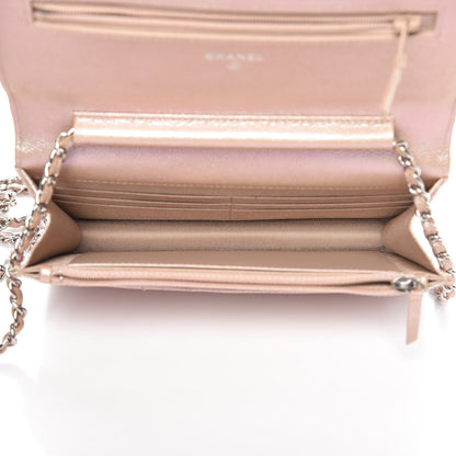 Chanel Metallic Caviar Chevron Quilted Wallet On Chain WOC Light Gold 7 of 11