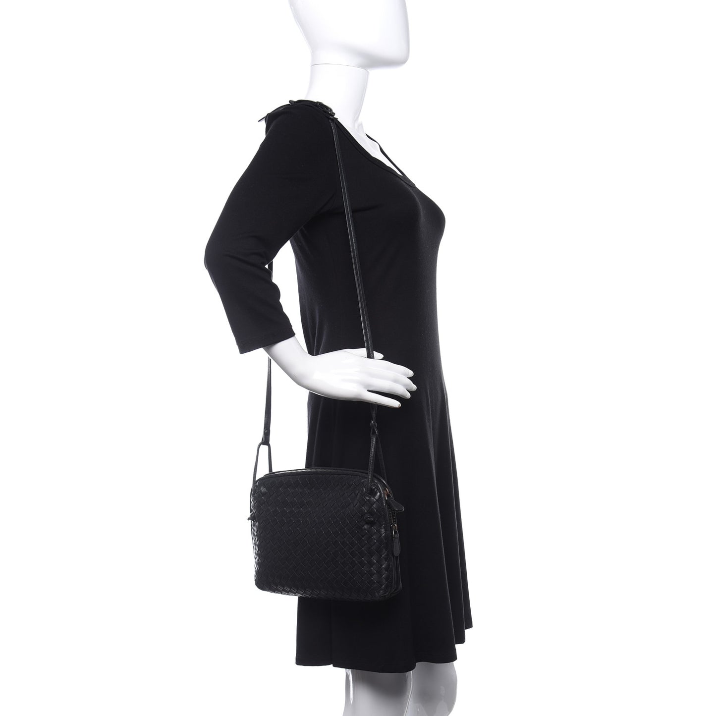 Nappa Intrecciato Nodini Crossbody Messenger Black