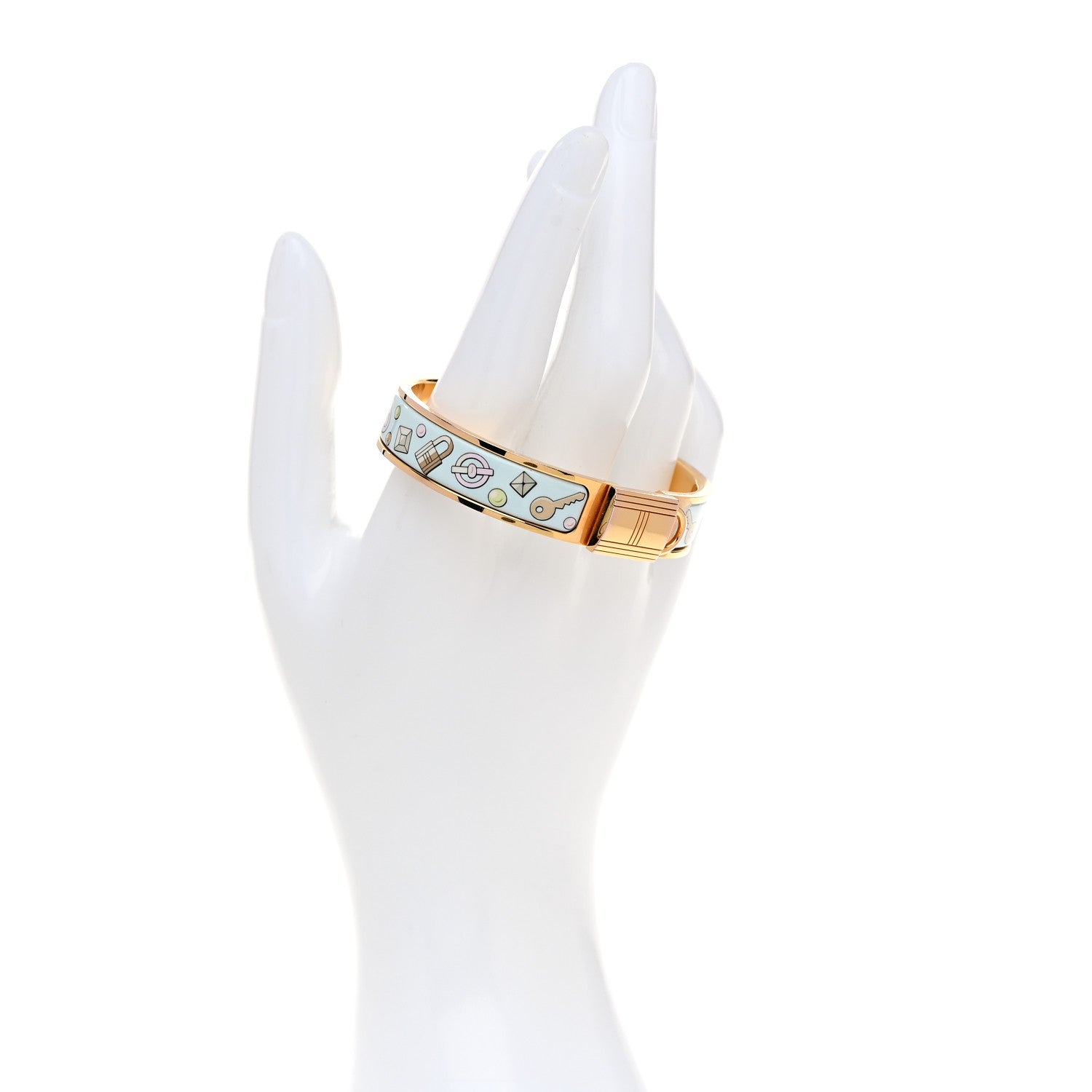 Hermes Enamel Narrow Clic Cadenas Locky Me Bracelet PM Songe Pastel 2 of 5