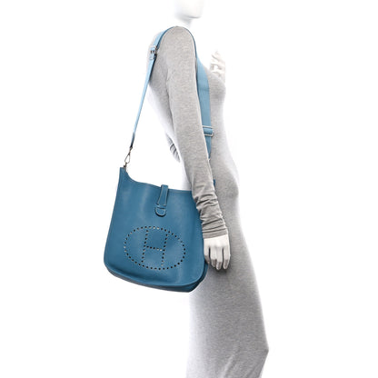Hermes Taurillon Clemence Evelyne III PM Blue Jean 2 of 12