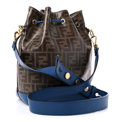 Fendi Glazed Fabric Vitello Grace F is Fendi FF 1974 Stamp Patch Grande Mon Tresor Bucket Bag Mogano Panna Iris 3 of 14